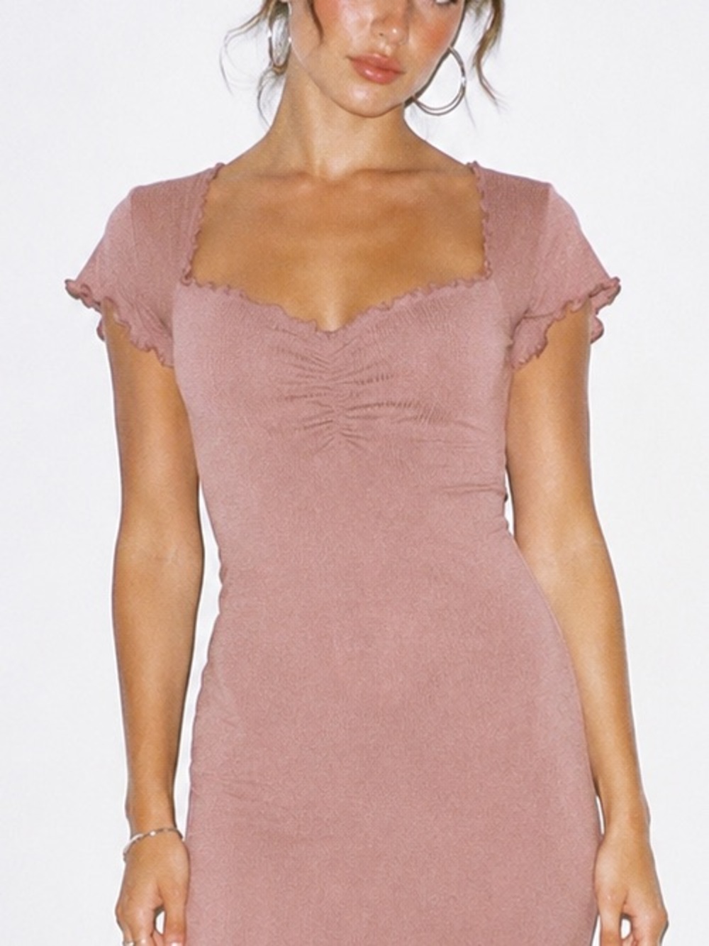 Abound Y2K Mushroom Taupe Bodycon Stretch Mini / Midi Dress XS